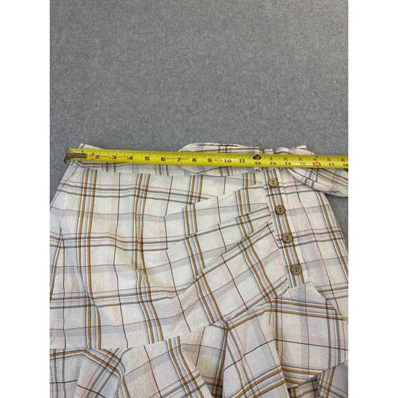 Veronica Beard Kaia Tie Waist Flounce Skirt – Multi color Plaid, Size Medium - Picture 6 of 7